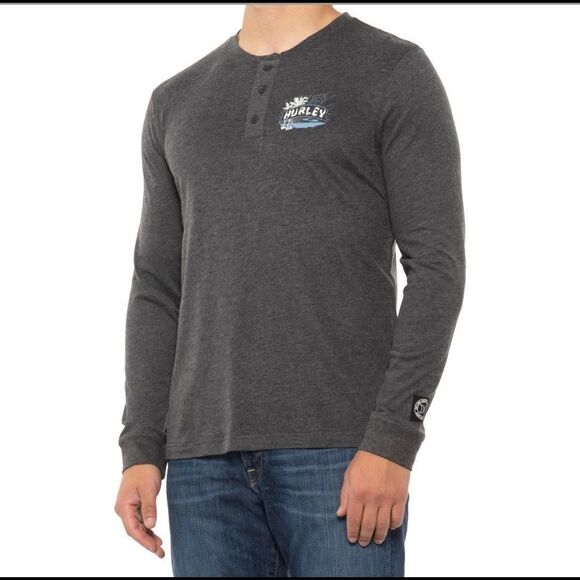 Hurley Take Out Framed Jersey Long Sleeve Henley Top - Picture 1 of 5